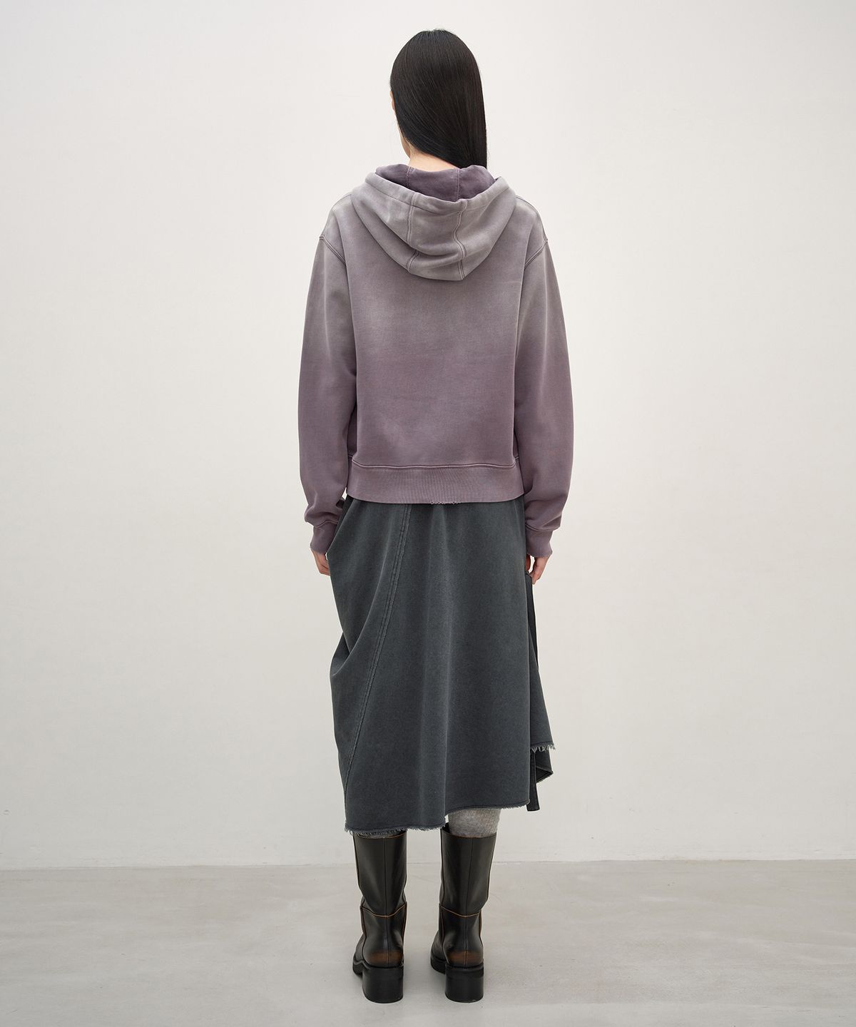 인사일런스 우먼(INSILENCE WOMEN) 워시드 컬러 소프트 후디 PURPLE