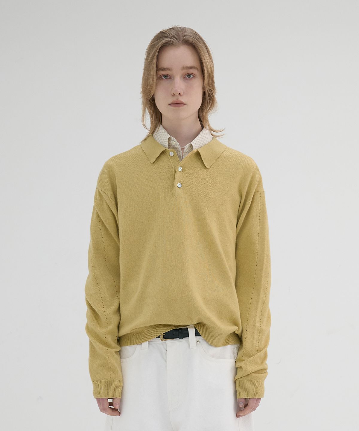 노운(NOUN) essential collar knit (mustard)