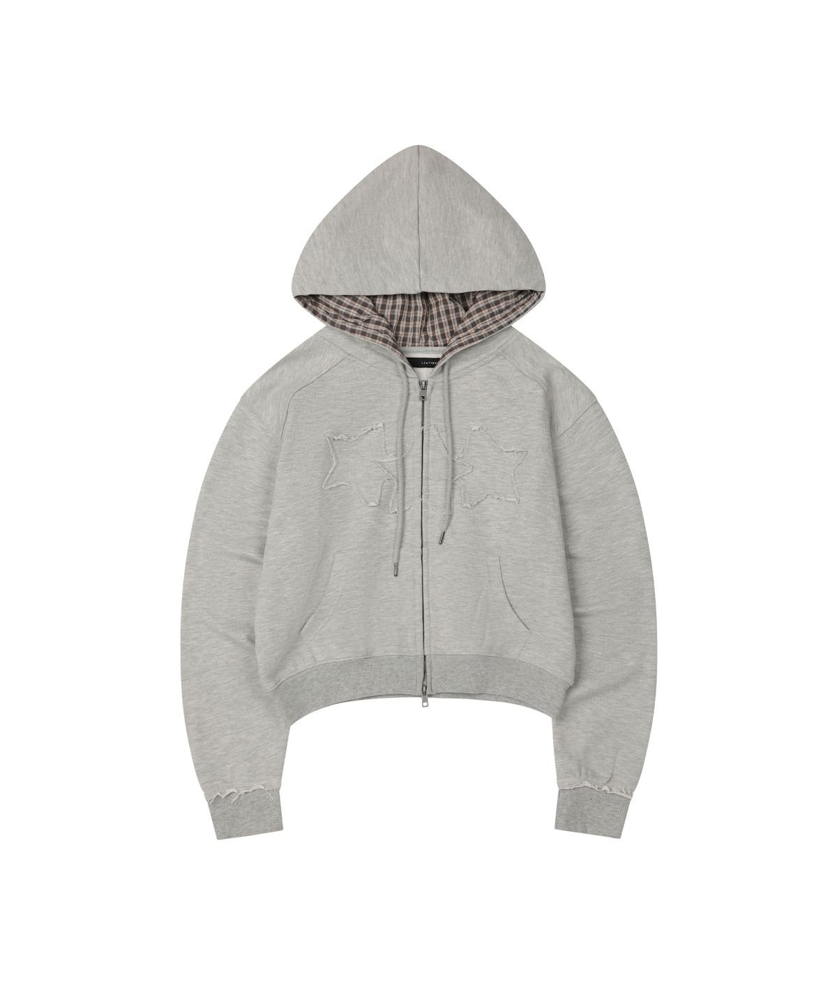 레더리(LEATHERY) [레더리X아네딘] 스타 패치 체크 후드 집업 [MELANGE]