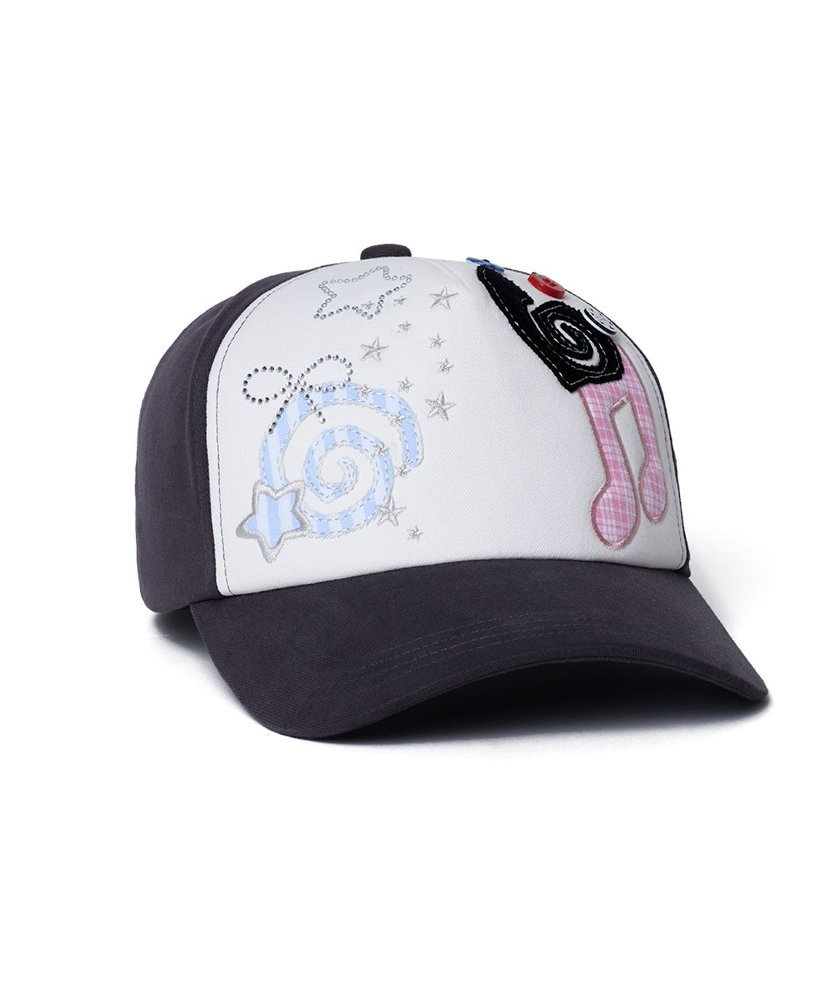락피쉬웨더웨어(ROCKFISH WEATHERWEAR) [× ILLIT] PATCHWORK CAP - DARK GREY