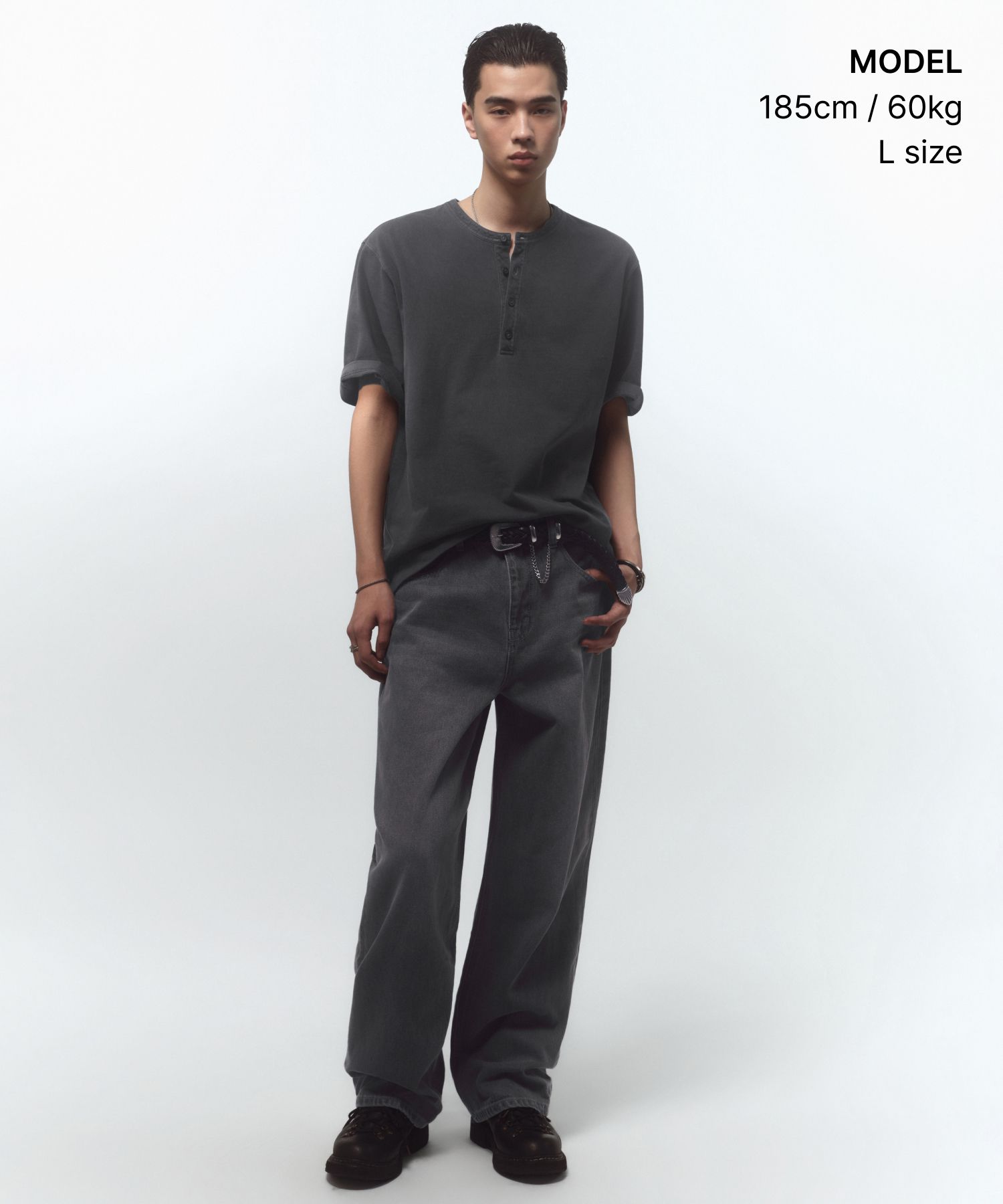 MUSINSA公式 | MUSINSA STANDARD ピグメントヘンリーネックTシャツ