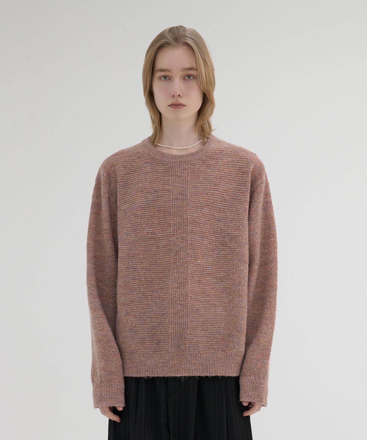 노운(NOUN) hairy melange knit (dusty coral)