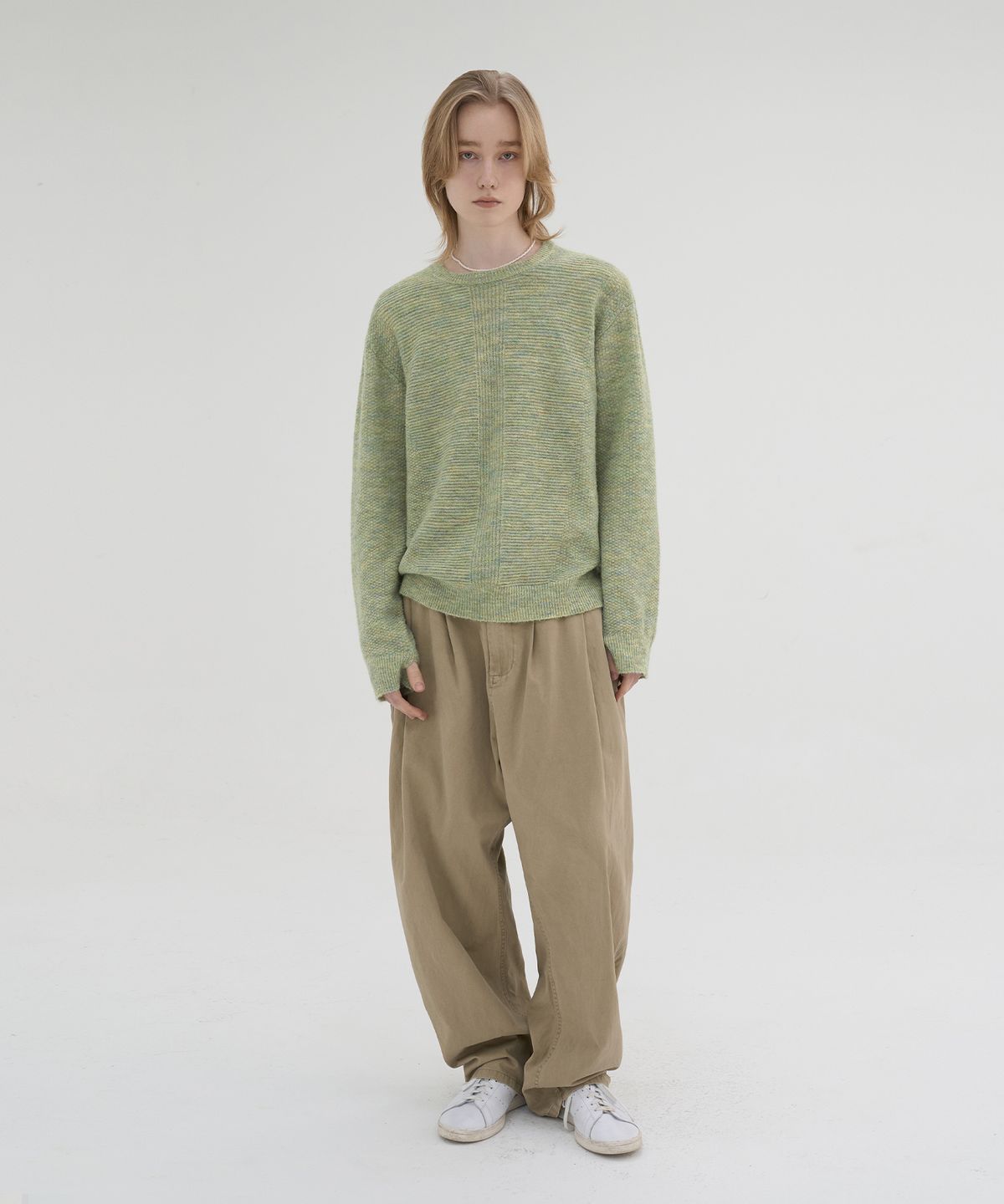 노운(NOUN) hairy melange knit (forest green)