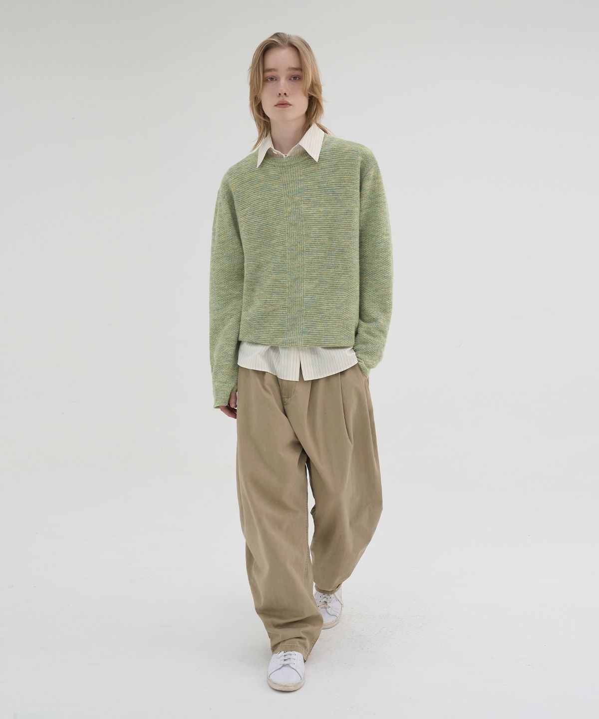 노운(NOUN) hairy melange knit (forest green)