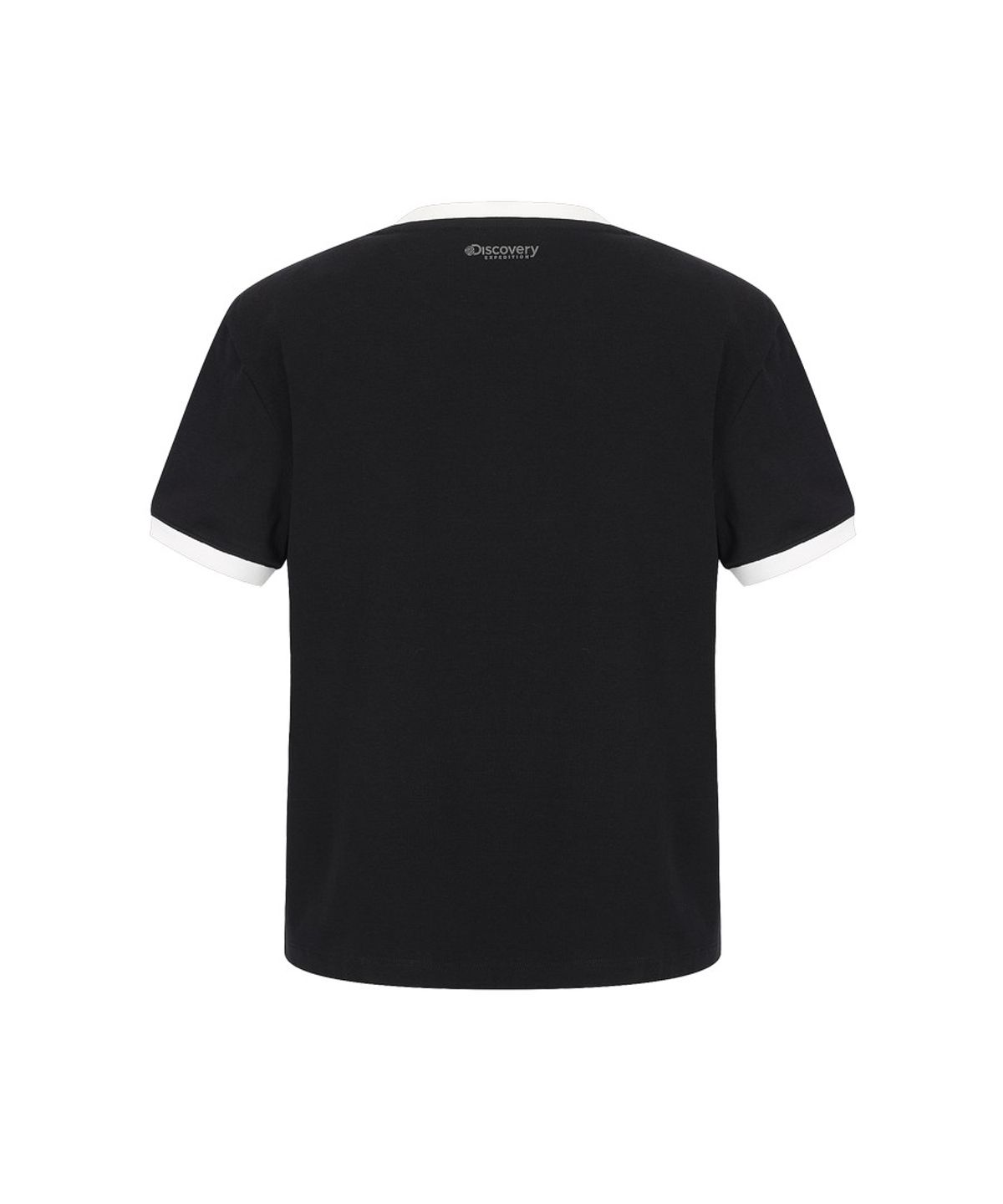 디스커버리 익스페디션(DISCOVERY EXPEDITION) 여성 프레시벤트 레터링 세미크롭 링거티셔츠 (BLACK)