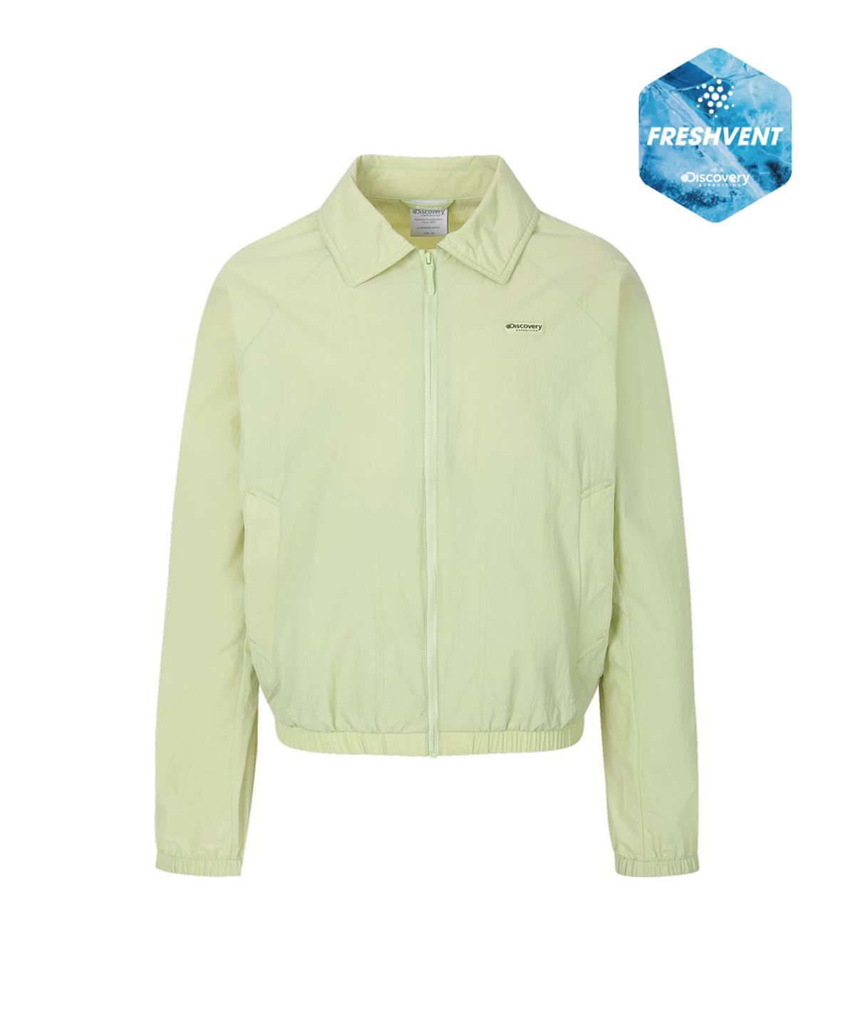 디스커버리 익스페디션(DISCOVERY EXPEDITION) 여성 프레시벤트 카라형 크롭 바람막이 (L.Yellow Green)