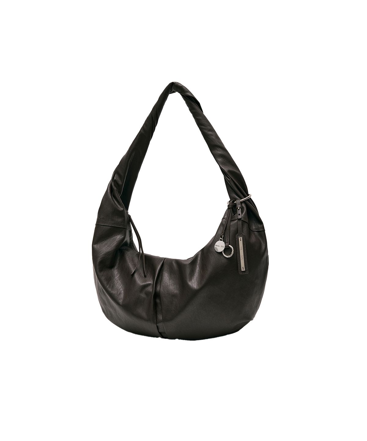 마뗑킴(MATIN KIM) TWIST HANDLE LARGE HOBO BAG IN DARK BROWN