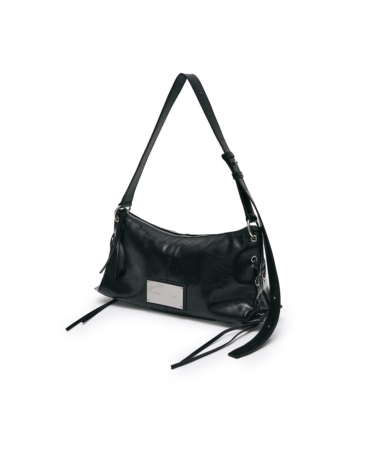 마뗑킴(MATIN KIM) EYELET SHIRRING SHOULDER BAG IN BLACK