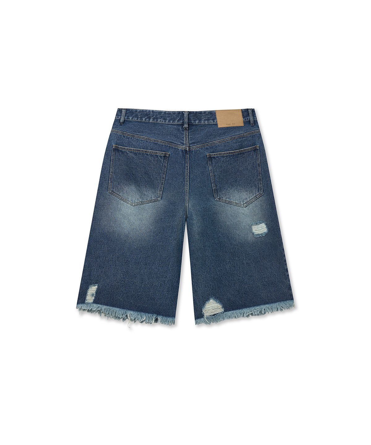 마뗑킴(MATIN KIM) DESTROYED BERMUDA DENIM PANTS FOR MEN IN NAVY