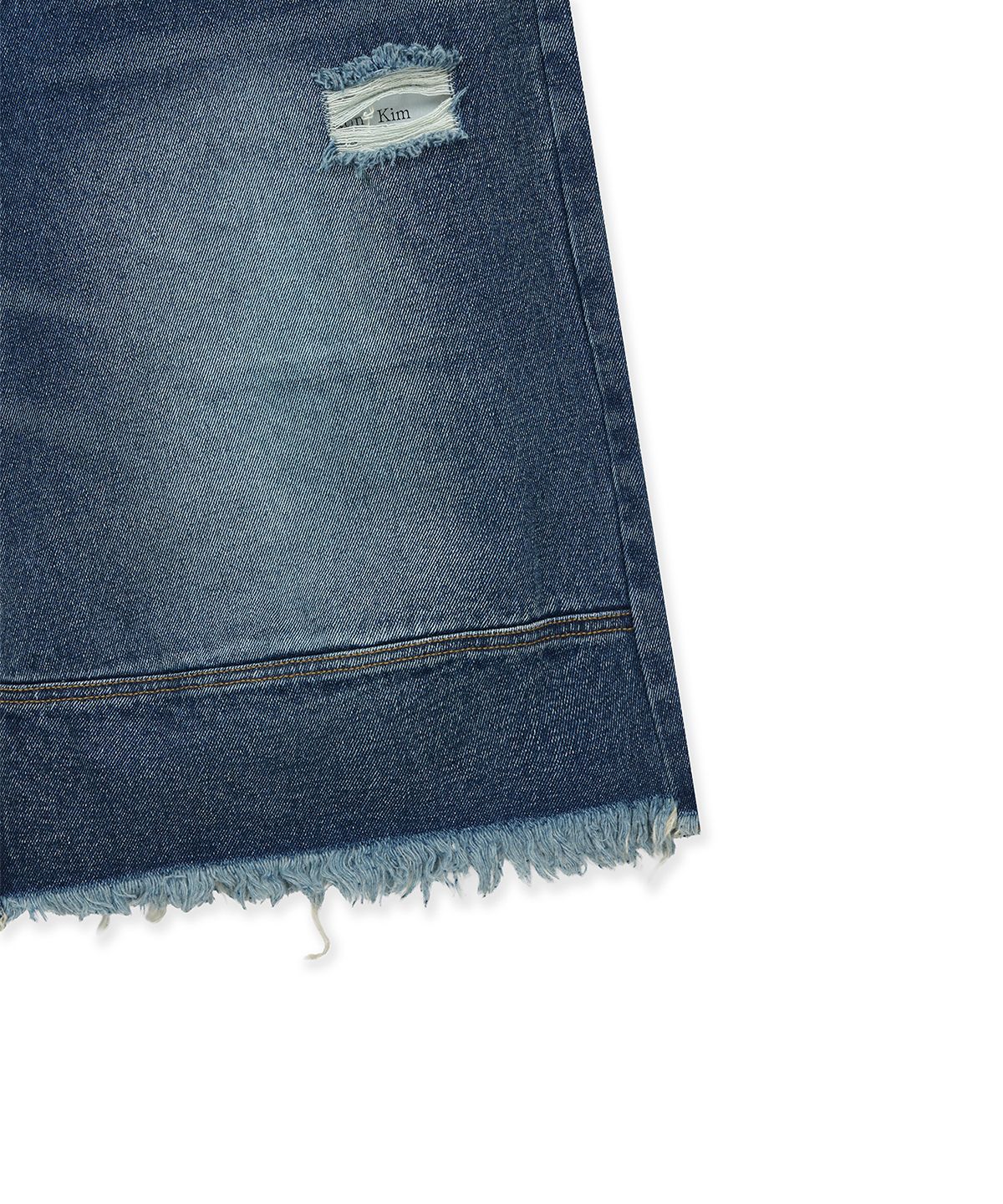 마뗑킴(MATIN KIM) DESTROYED BERMUDA DENIM PANTS FOR MEN IN NAVY