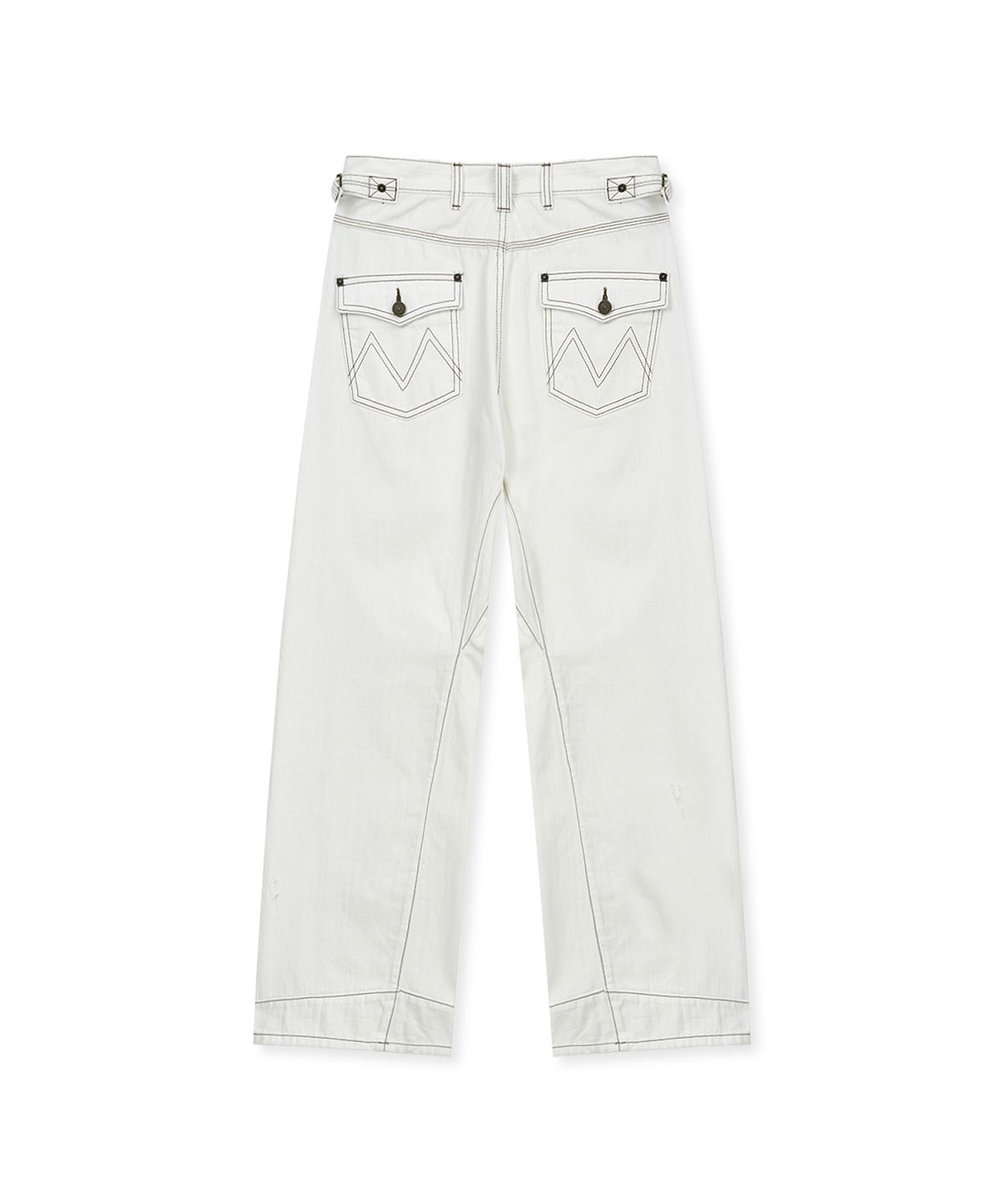 마뗑킴(MATIN KIM) WAIST BUCKLE STITCH POINT TWILL DENIM PANTS IN IVORY