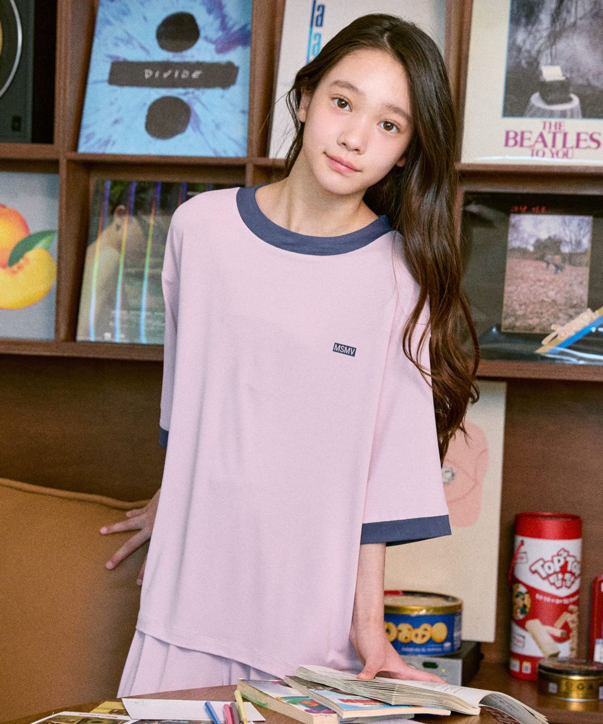 마밤(MAVARM) MSMV [2PACK 알뜰팩] 쿨 냉감 박스로고 빅사이즈 주니어 잠옷 내의 초등 실내복 링거 7부 세트