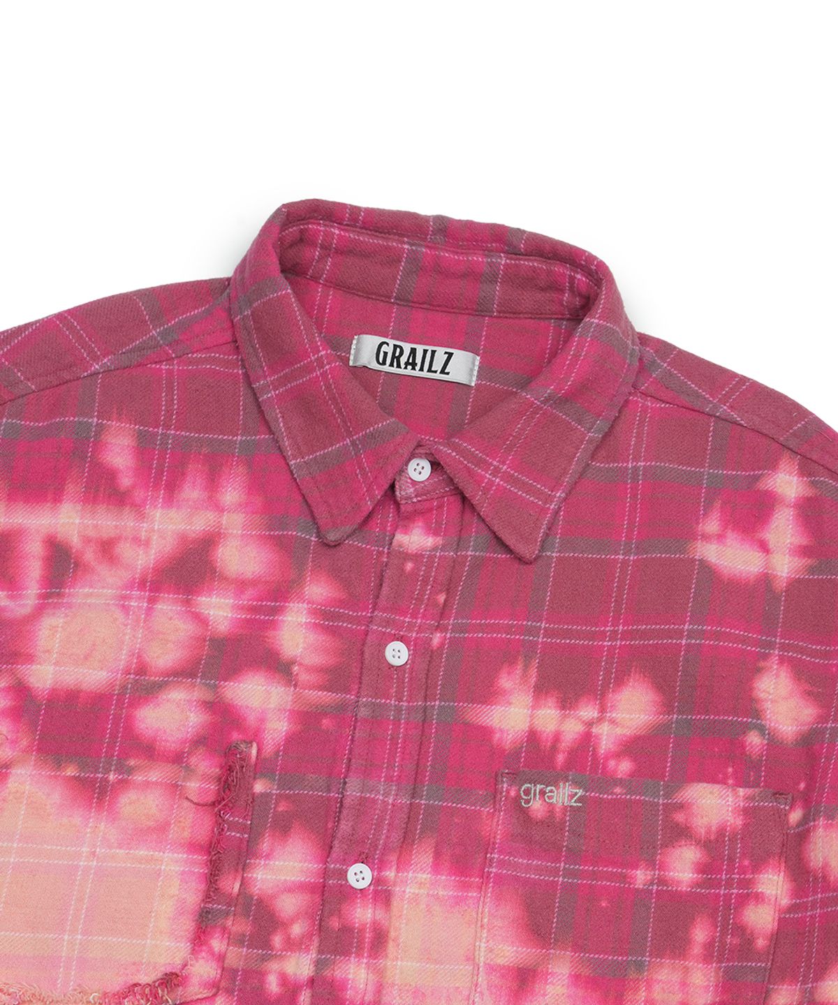 그레일즈(GRAILZ) BLEACHED PLAID SHIRTS [MAGENTA]