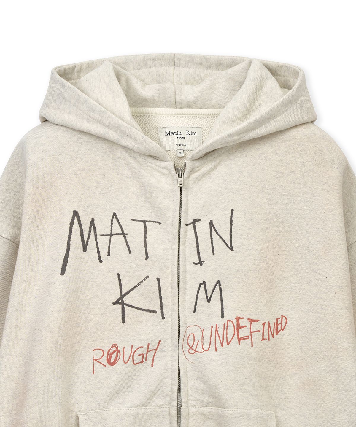 마뗑킴(MATIN KIM) VINTAGE WASHED GRAFFITI HOODY ZIP UP IN BEIGE