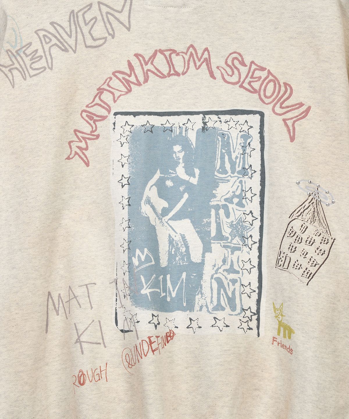 마뗑킴(MATIN KIM) VINTAGE WASHED GRAFFITI HOODY ZIP UP IN BEIGE