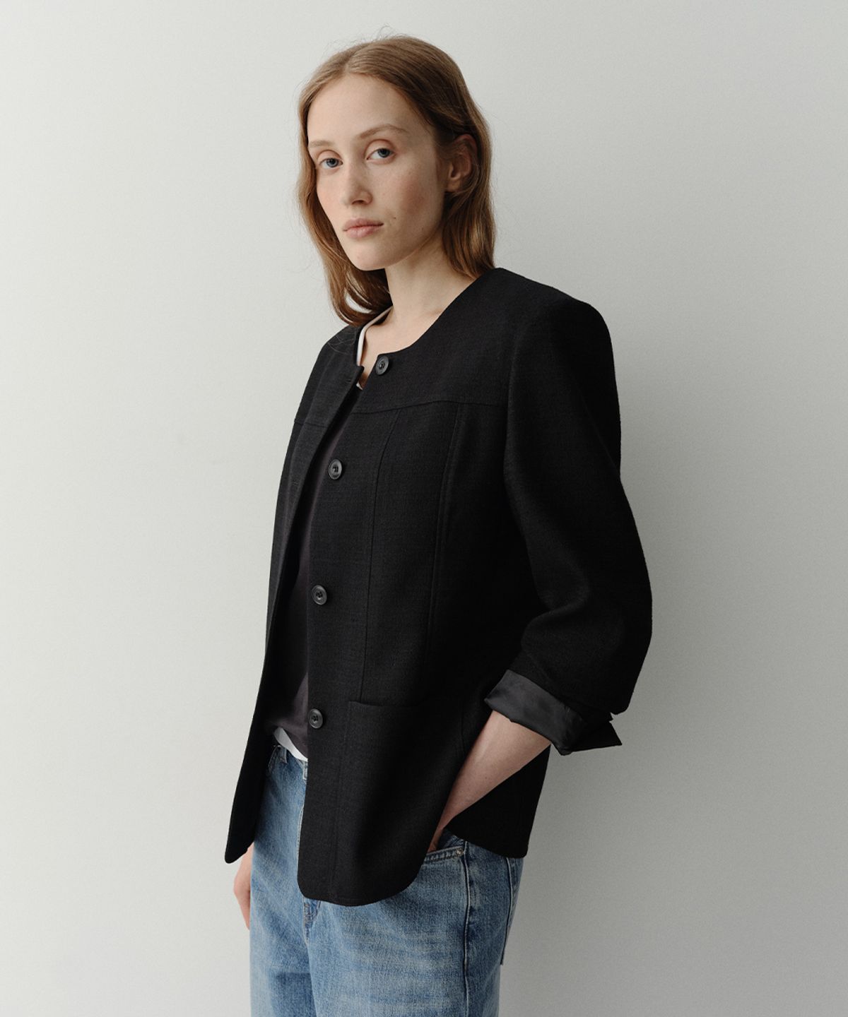이아(EAAH) VELL TWEED JACKET (BLACK)