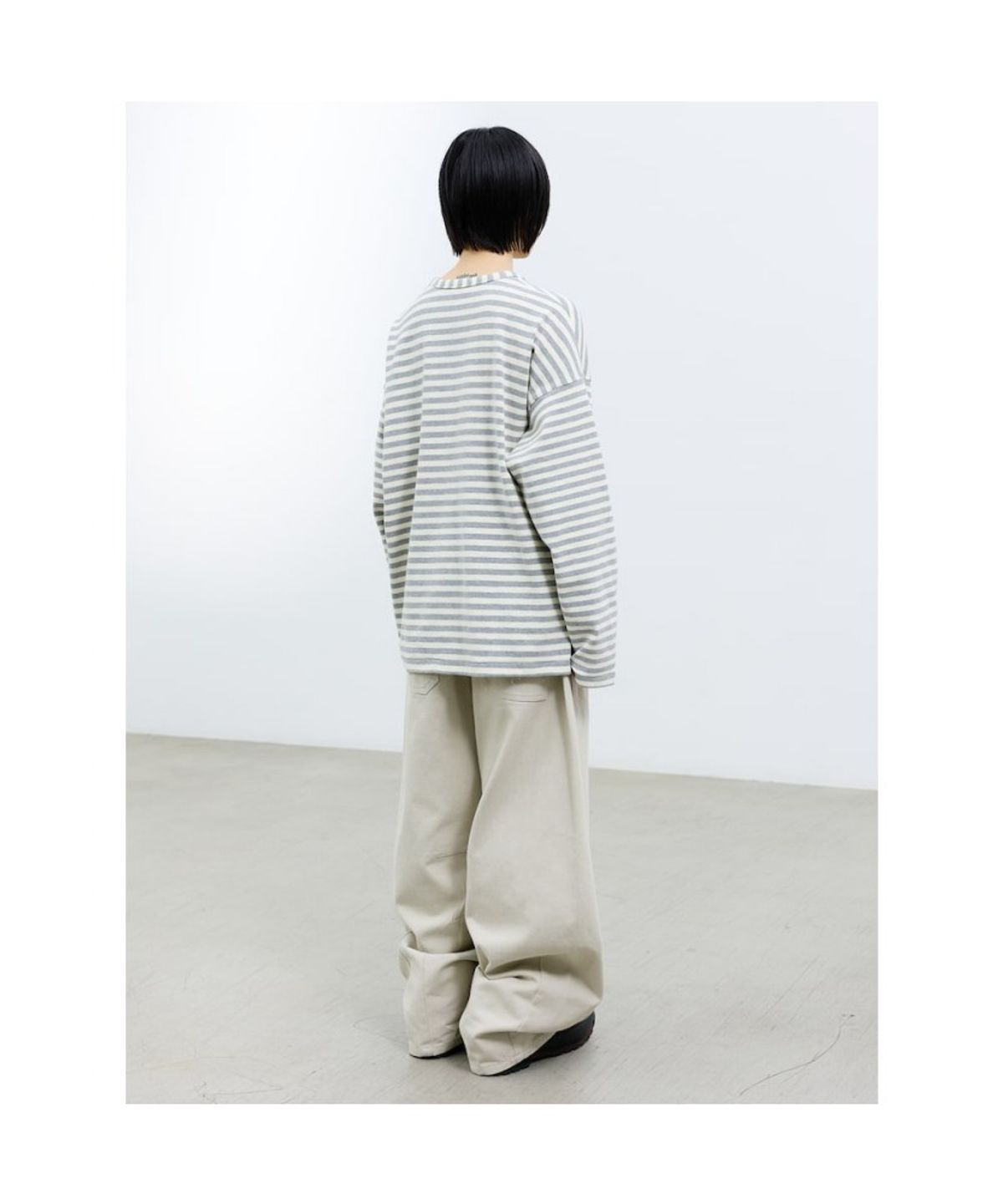샌드 사운드(SAND SOUND) (UNISEX) 어닝 스트라이프 롱슬리브 티셔츠 그레이
