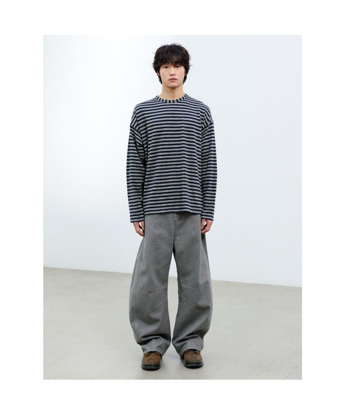 샌드 사운드(SAND SOUND) (UNISEX) 어닝 스트라이프 롱슬리브 티셔츠 카키