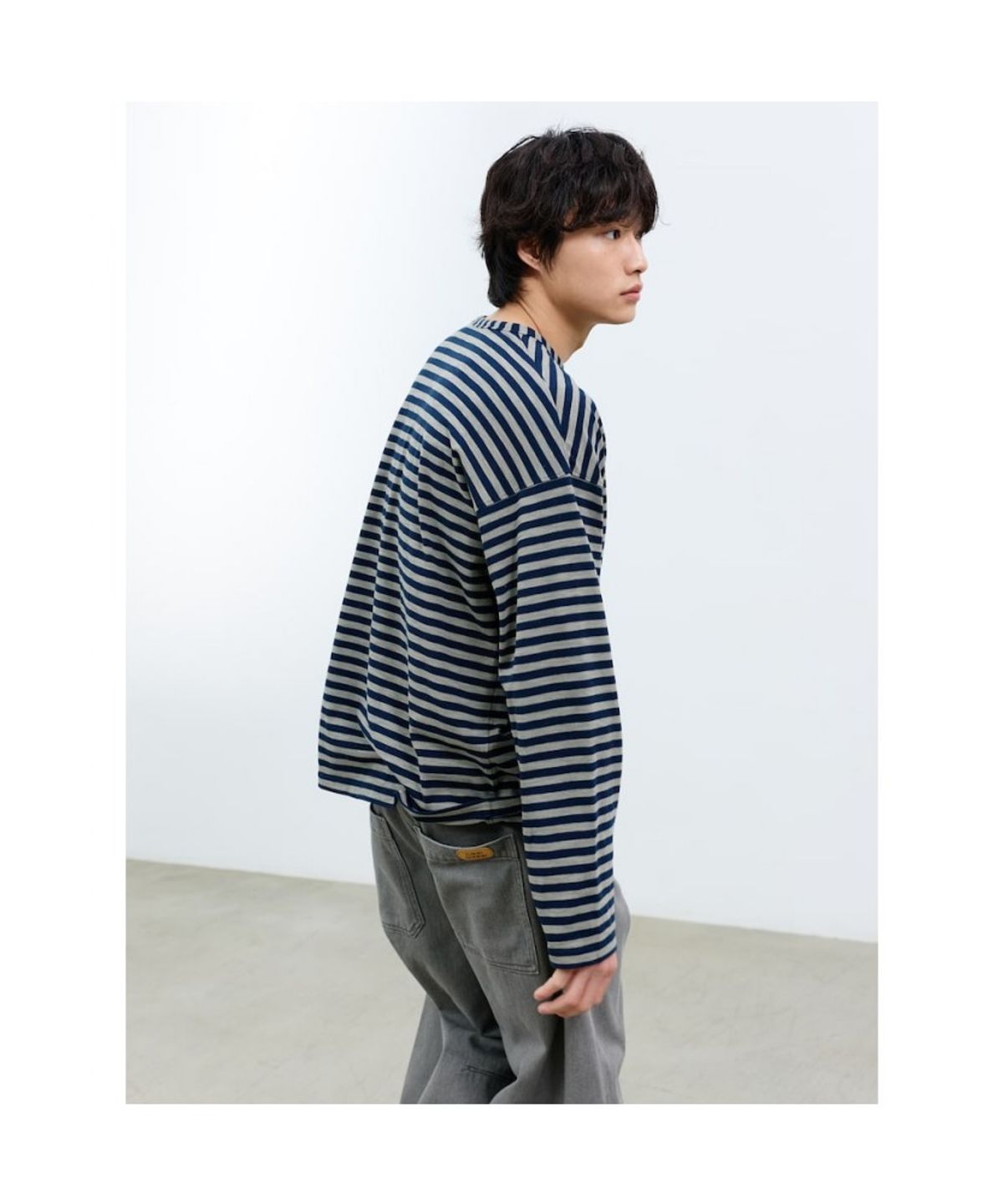 샌드 사운드(SAND SOUND) (UNISEX) 어닝 스트라이프 롱슬리브 티셔츠 카키