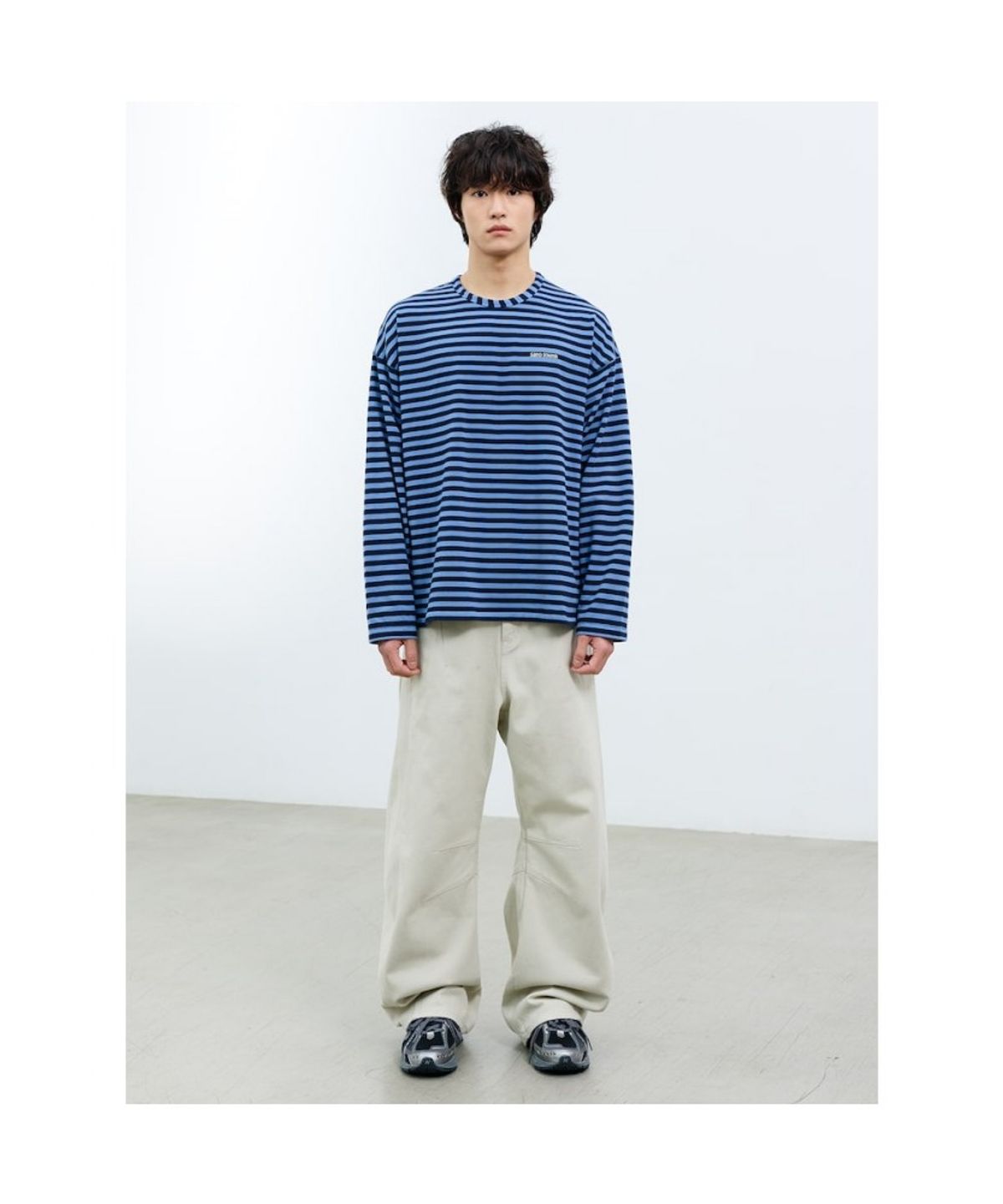 샌드 사운드(SAND SOUND) (UNISEX) 어닝 스트라이프 롱슬리브 티셔츠 블루