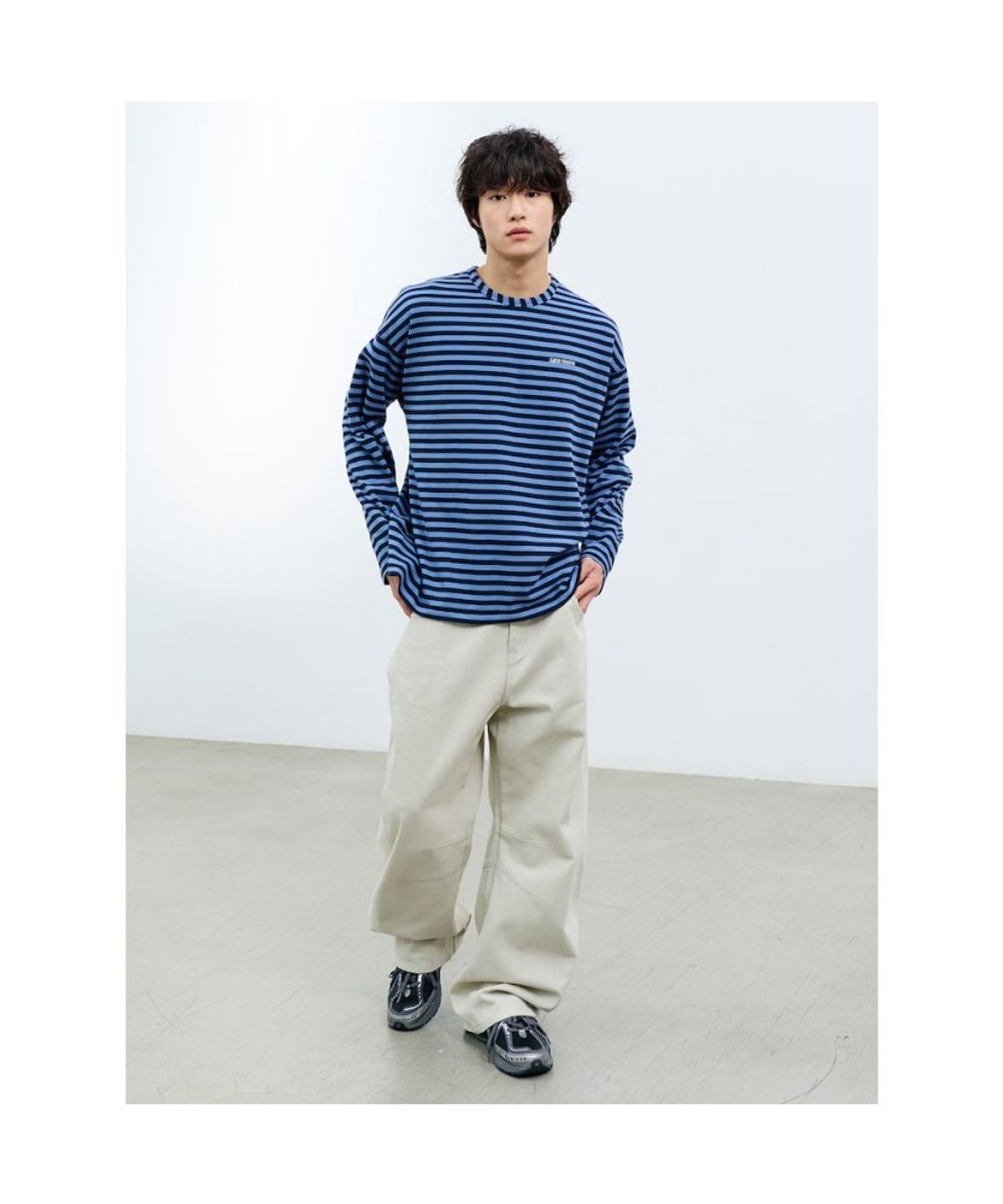 샌드 사운드(SAND SOUND) (UNISEX) 어닝 스트라이프 롱슬리브 티셔츠 블루