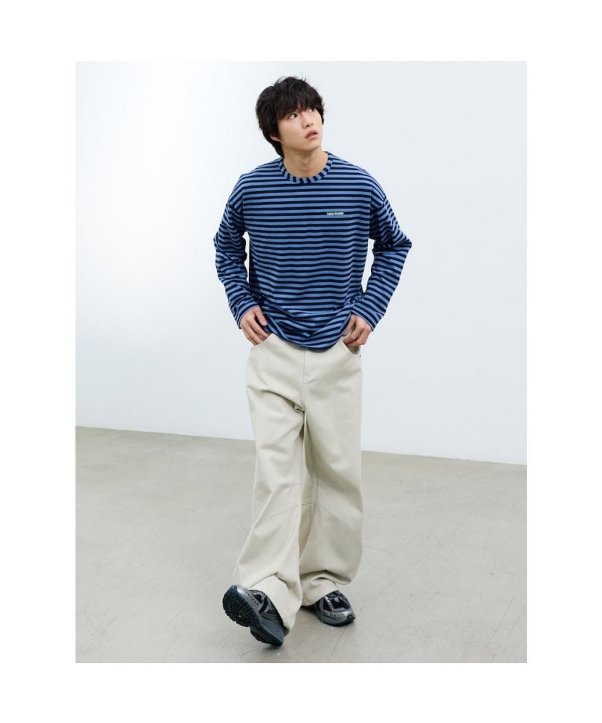 샌드 사운드(SAND SOUND) (UNISEX) 어닝 스트라이프 롱슬리브 티셔츠 블루