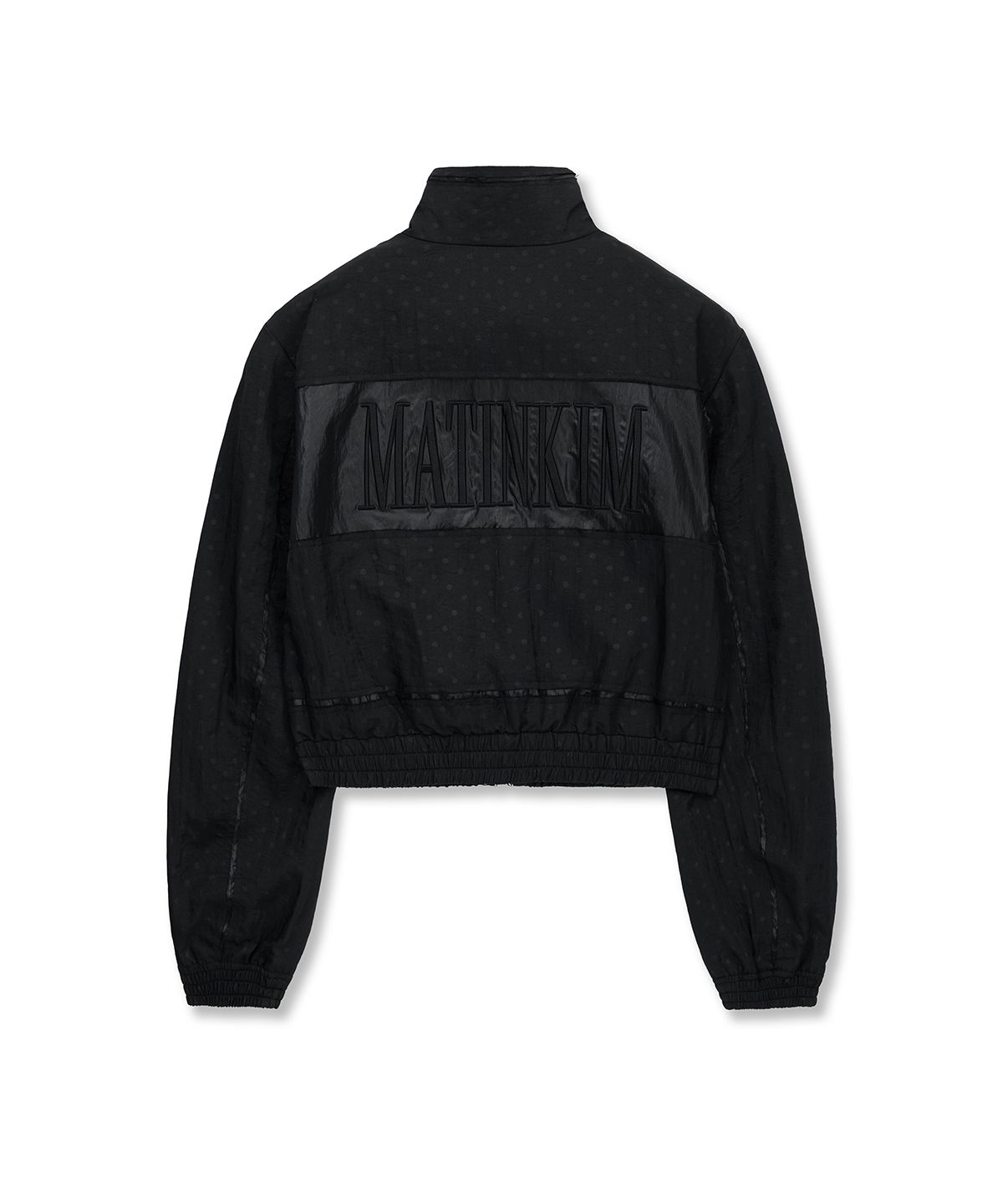 마뗑킴(MATIN KIM) CROPPED EMBROIDERY BACK LOGO JUMPER IN STRONG BLACK