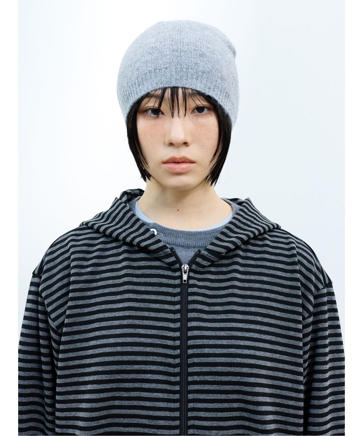 샌드 사운드(SAND SOUND) (UNISEX) 스트라이프 후드 집업 (셋업) 그레이