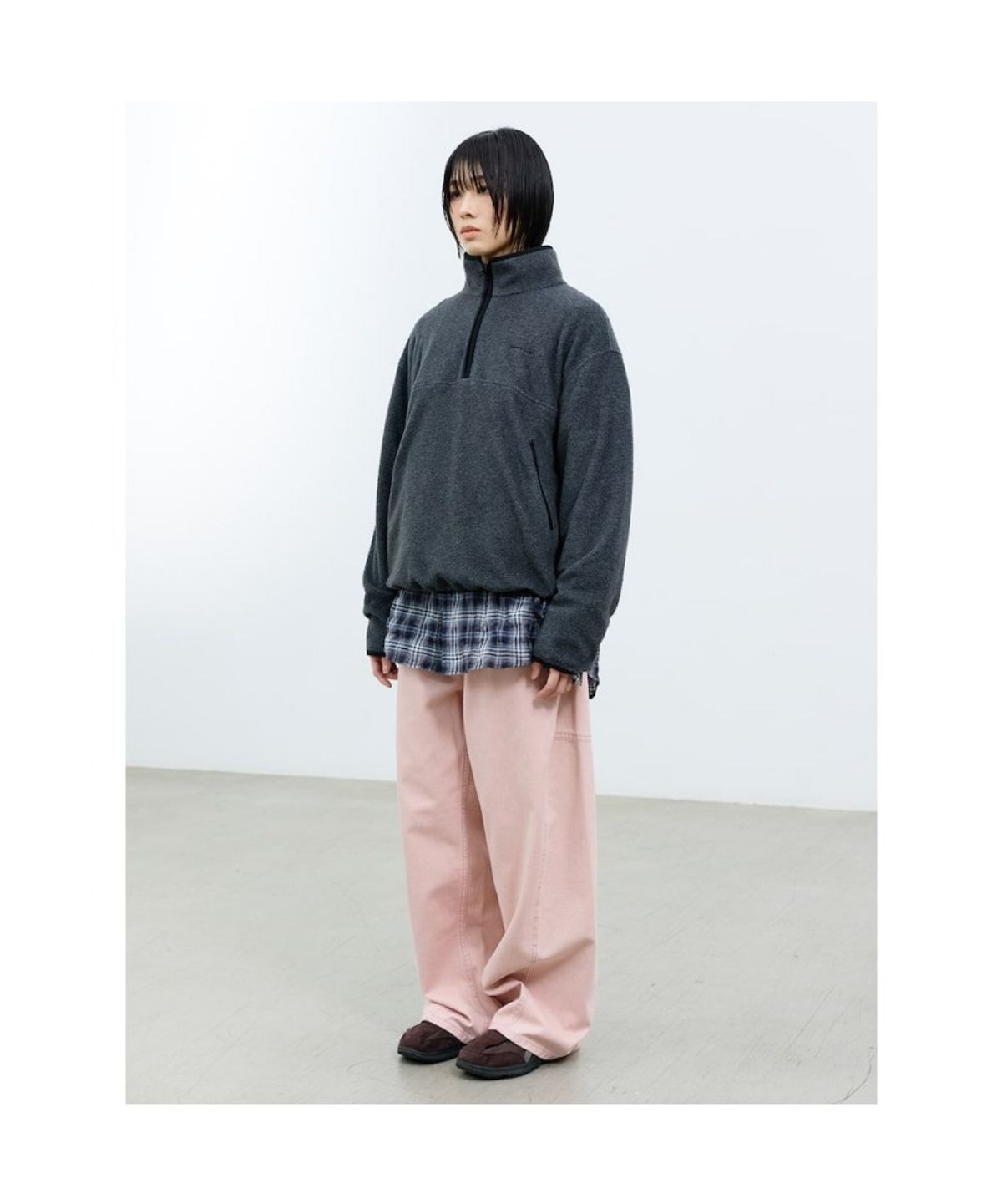 샌드 사운드(SAND SOUND) (UNISEX) 쿼터 집업 플리스 애쉬