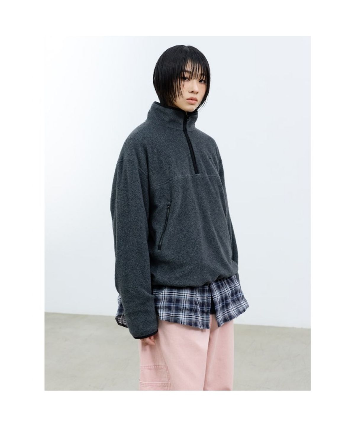 샌드 사운드(SAND SOUND) (UNISEX) 쿼터 집업 플리스 애쉬