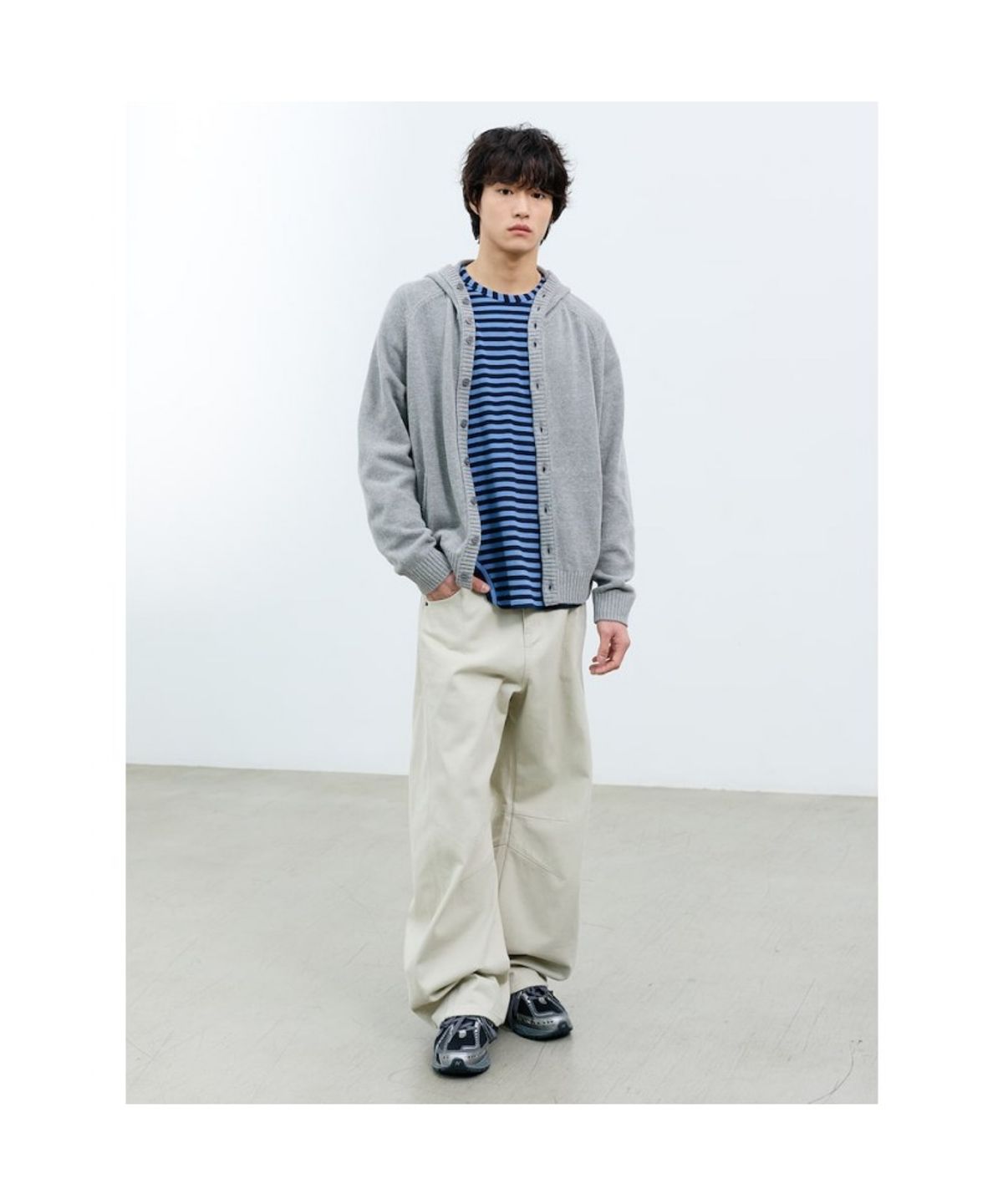 샌드 사운드(SAND SOUND) (UNISEX) 후드 카디건 그레이