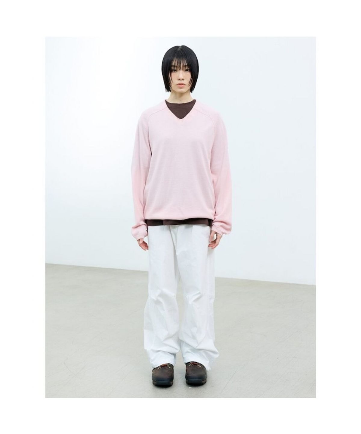 샌드 사운드(SAND SOUND) (UNISEX) 울 블렌드 브이넥 스웨터 핑크