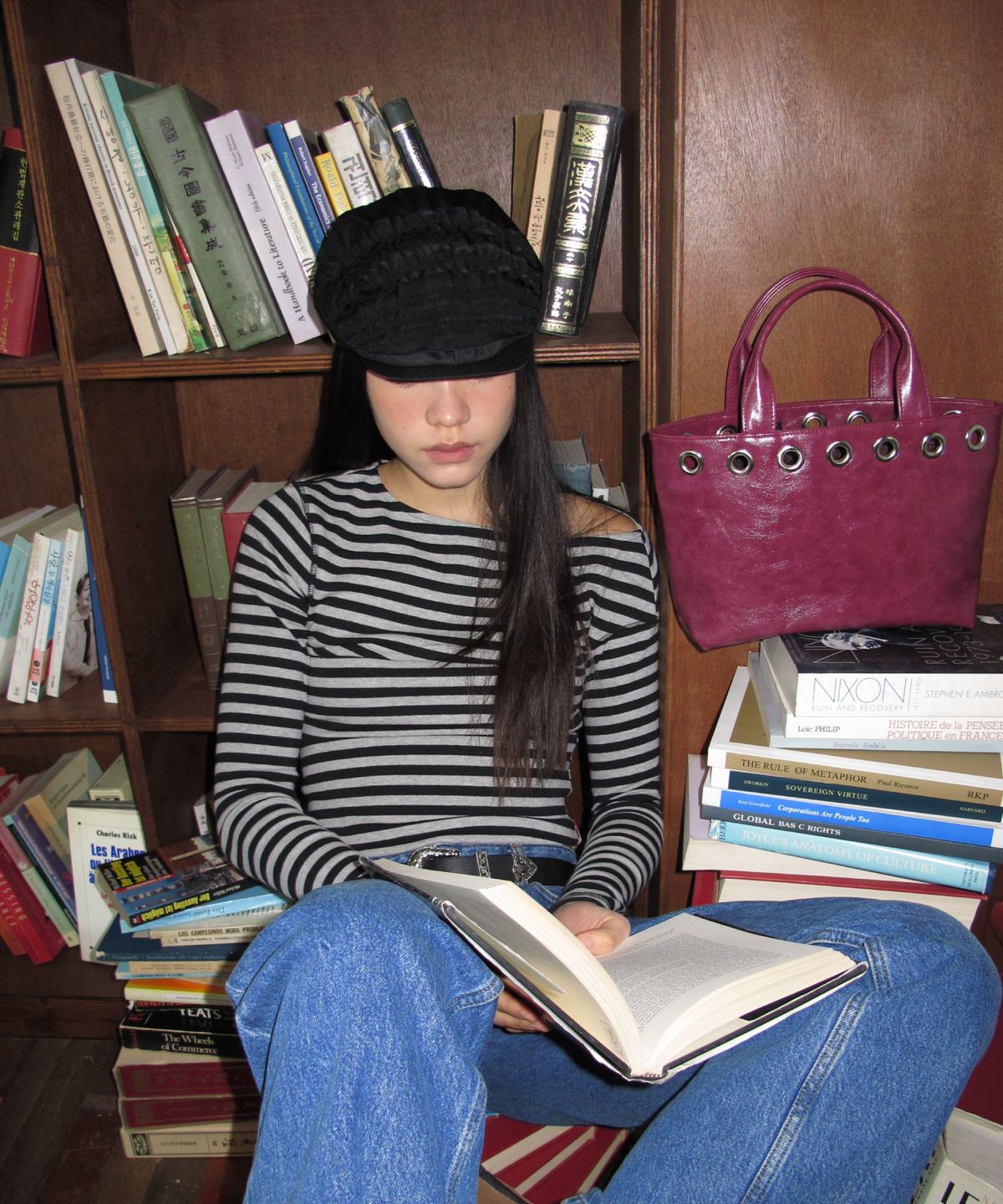 필인더블랭크(FILLINTHEBLANK) Sunday Tote Bag (eyelet wide)(plum)