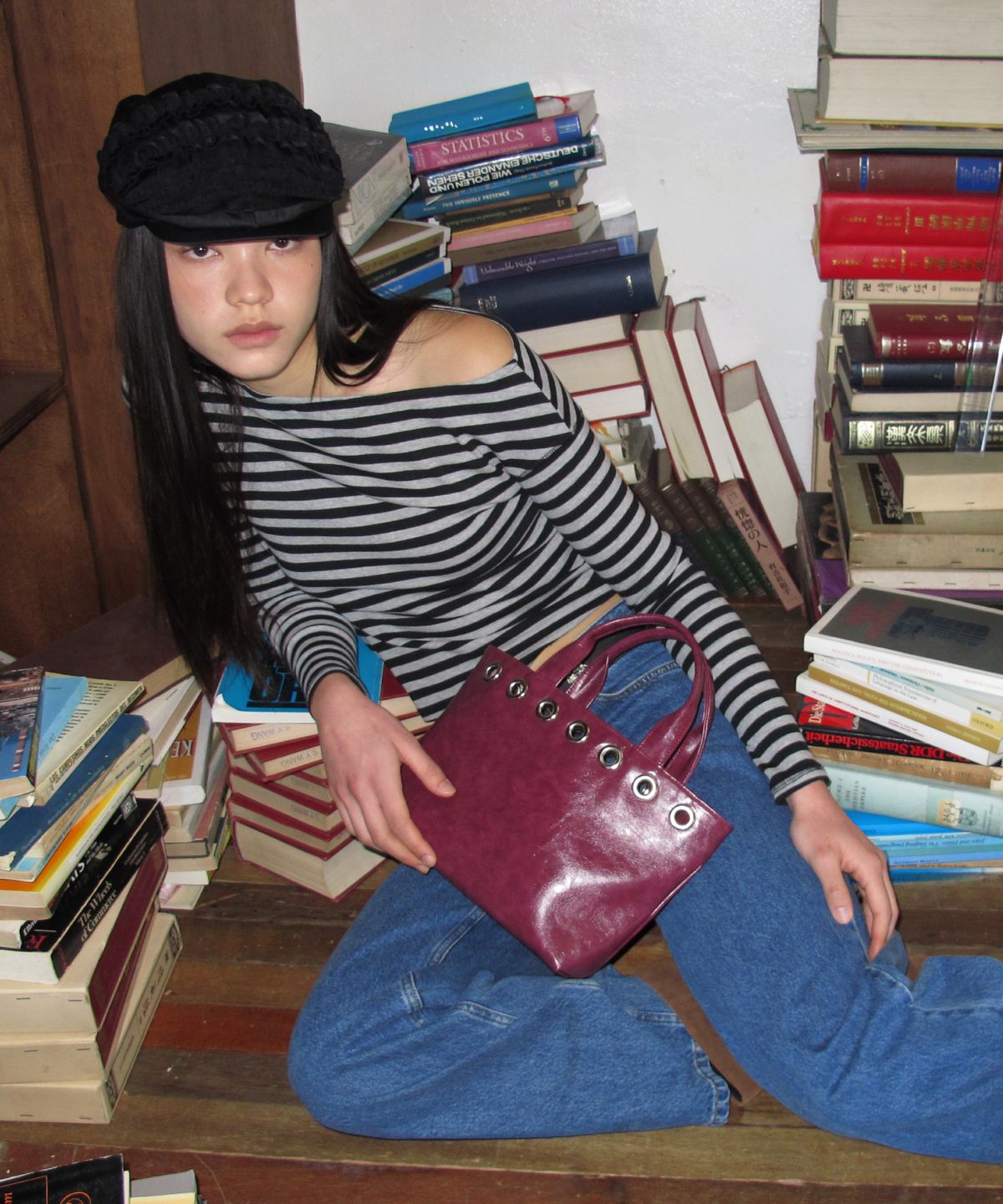 필인더블랭크(FILLINTHEBLANK) Sunday Tote Bag (eyelet wide)(plum)