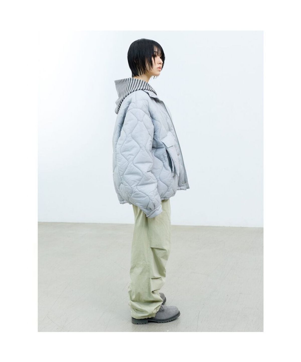 샌드 사운드(SAND SOUND) (UNISEX) 빅 포켓 퀼팅 점퍼  그레이