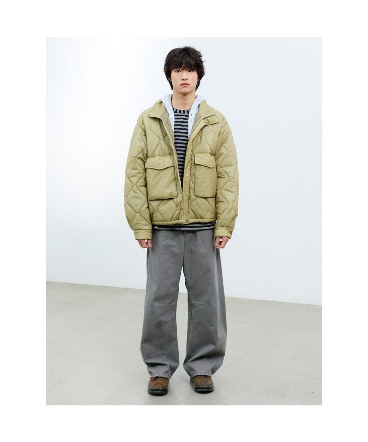 샌드 사운드(SAND SOUND) (UNISEX) 빅 포켓 퀼팅 점퍼  카키