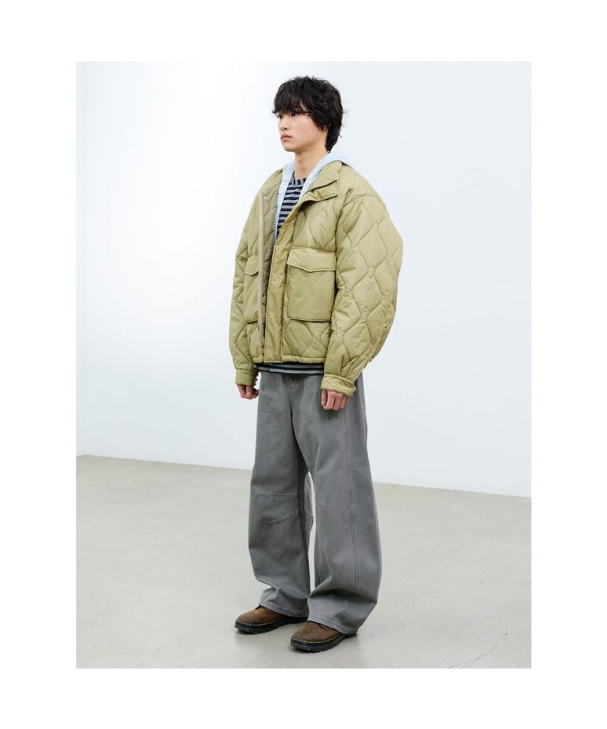 샌드 사운드(SAND SOUND) (UNISEX) 빅 포켓 퀼팅 점퍼  카키