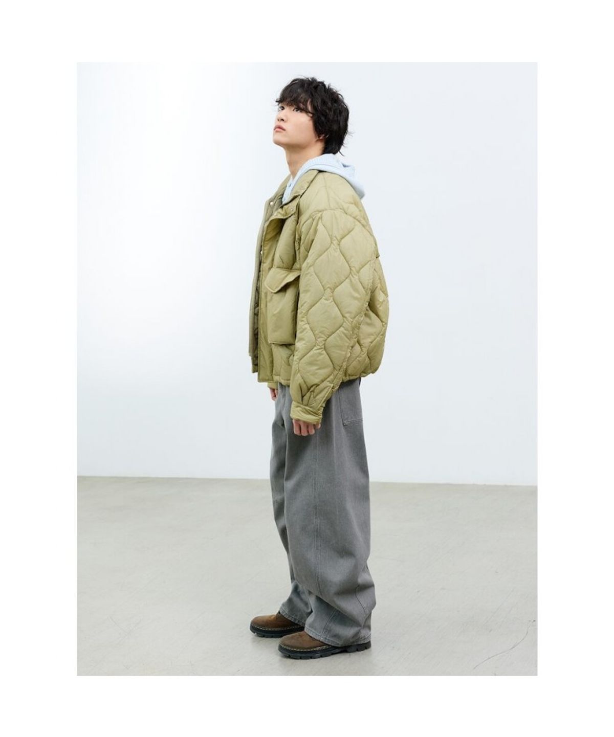 샌드 사운드(SAND SOUND) (UNISEX) 빅 포켓 퀼팅 점퍼  카키