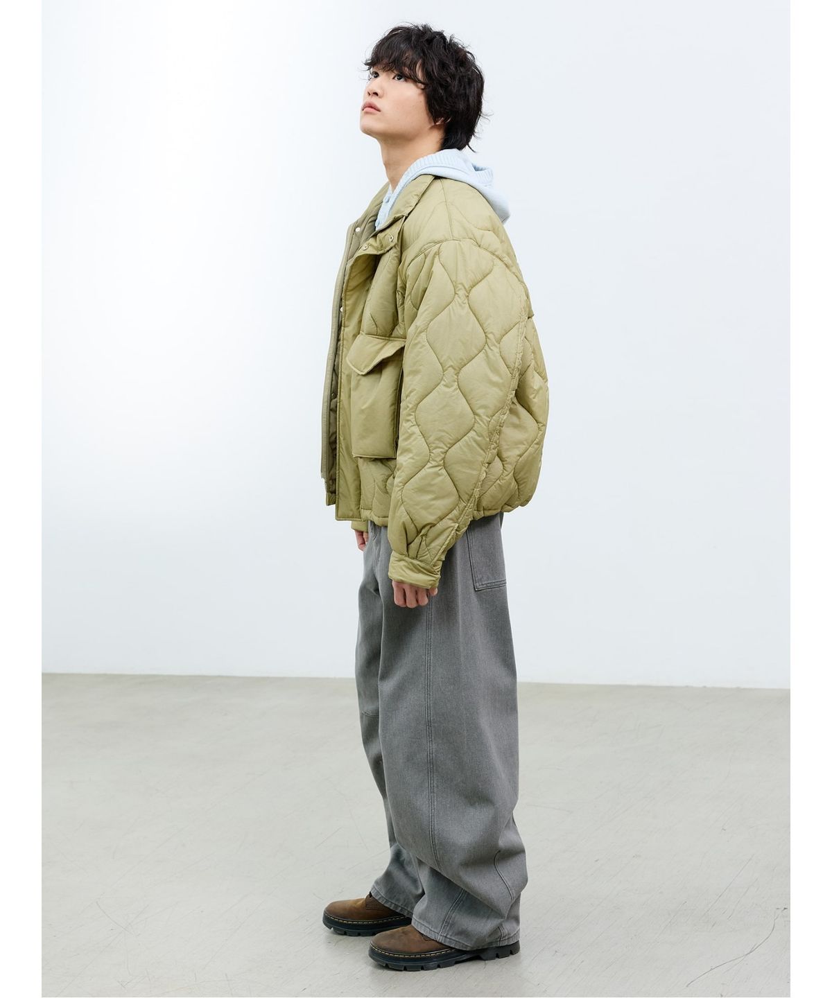 샌드 사운드(SAND SOUND) (UNISEX) 빅 포켓 퀼팅 점퍼  카키