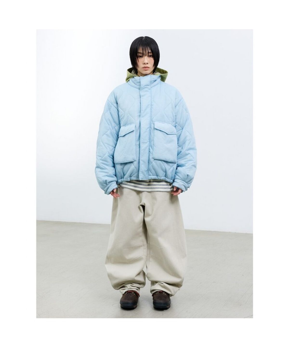 샌드 사운드(SAND SOUND) (UNISEX) 빅 포켓 퀼팅 점퍼  스카이 블루