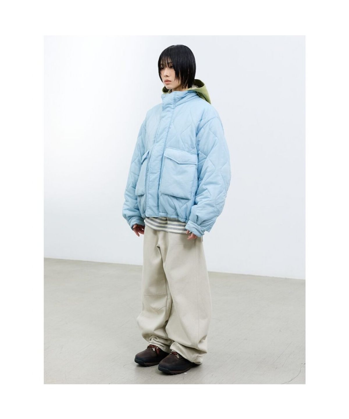 샌드 사운드(SAND SOUND) (UNISEX) 빅 포켓 퀼팅 점퍼  스카이 블루