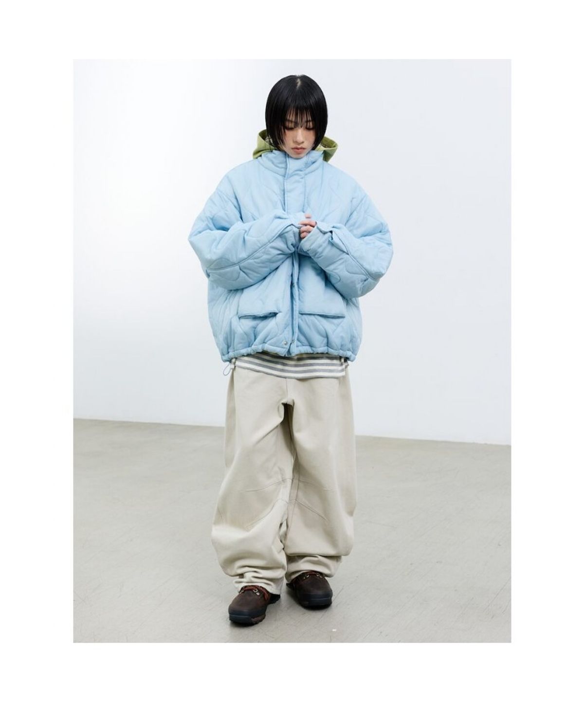 샌드 사운드(SAND SOUND) (UNISEX) 빅 포켓 퀼팅 점퍼  스카이 블루