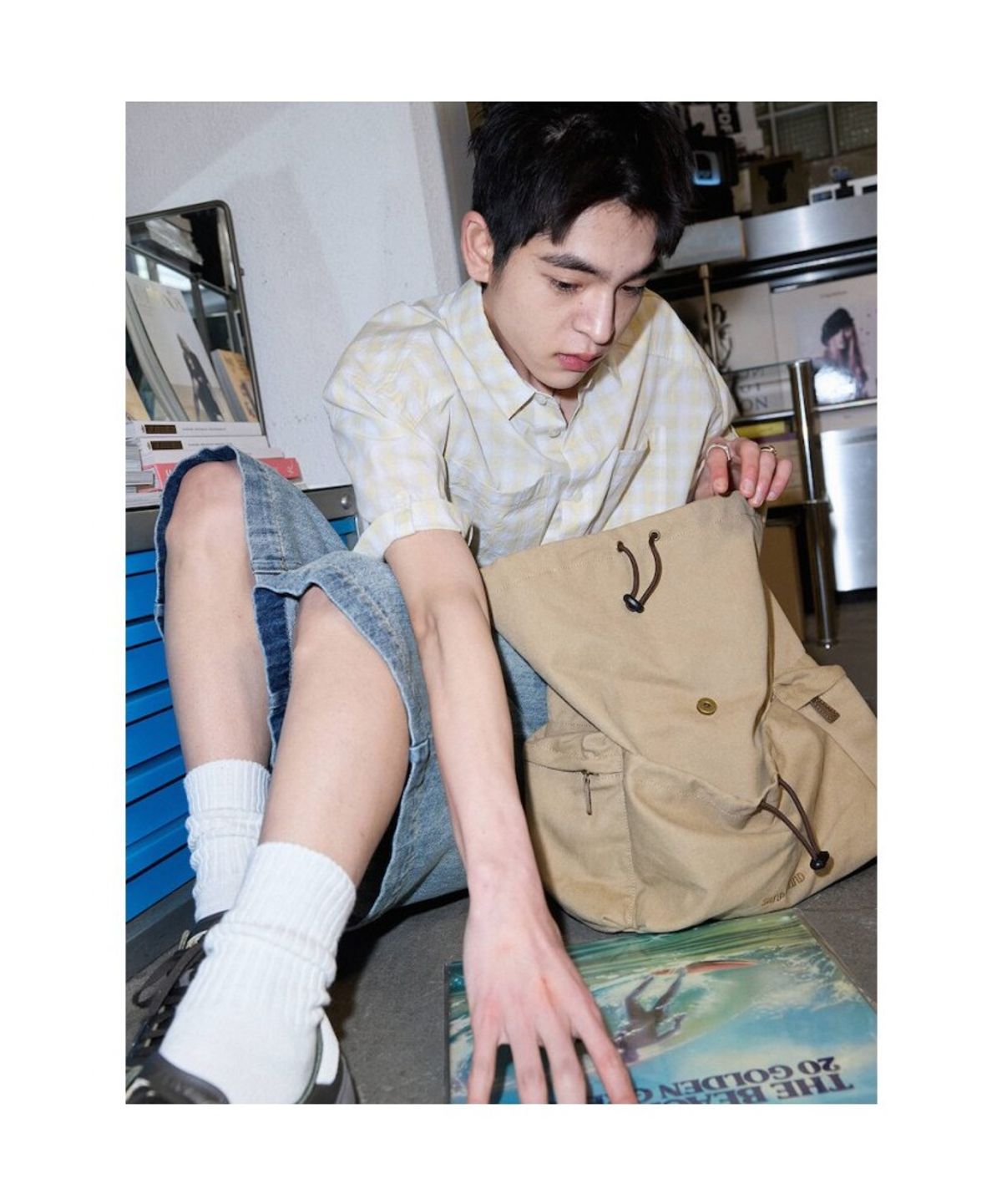 샌드 사운드(SAND SOUND) (UNISEX) 캔버스 플랩 백팩 베이지