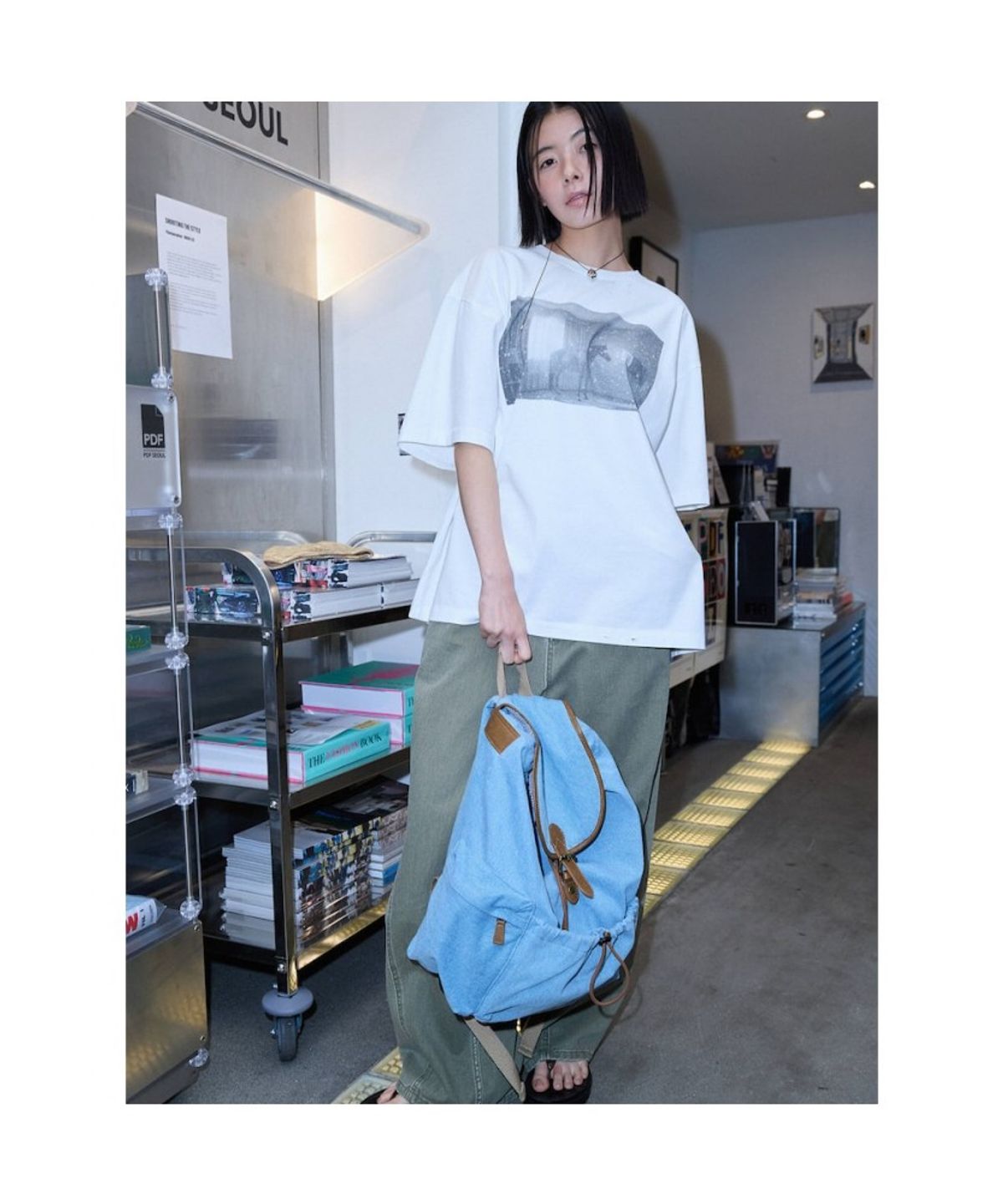샌드 사운드(SAND SOUND) (UNISEX) 데님 플랩 백팩 스카이 블루