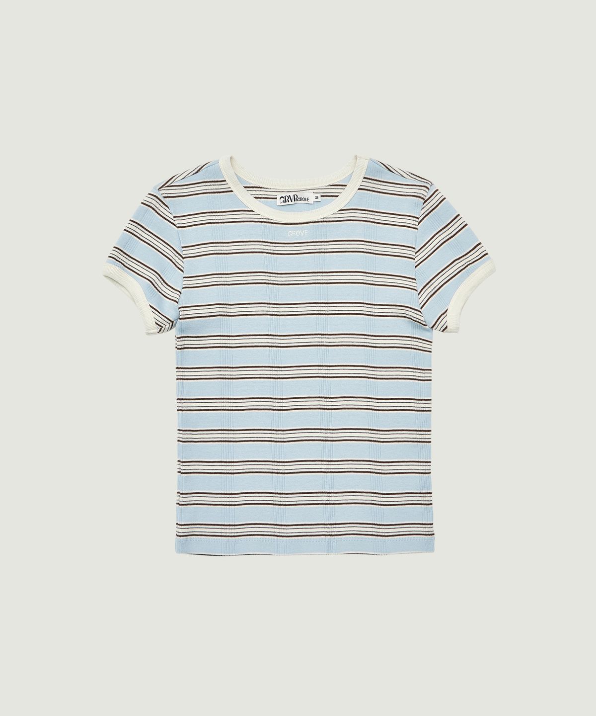 그로브(GROVE) NANCY STRIPE H/S T-SHIRT (LIGHT BLUE)