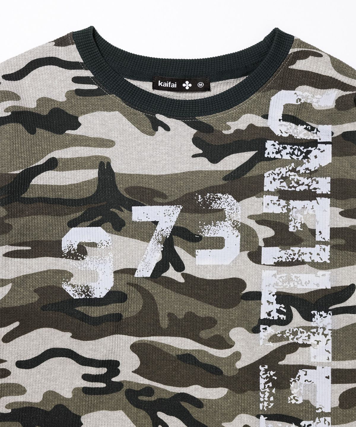 카이파이(KAIFAI) 카모 와플 롱슬리브 (차콜) K26QB224