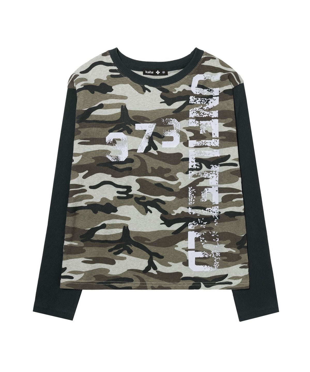카이파이(KAIFAI) 카모 와플 롱슬리브 (차콜) K26QB224