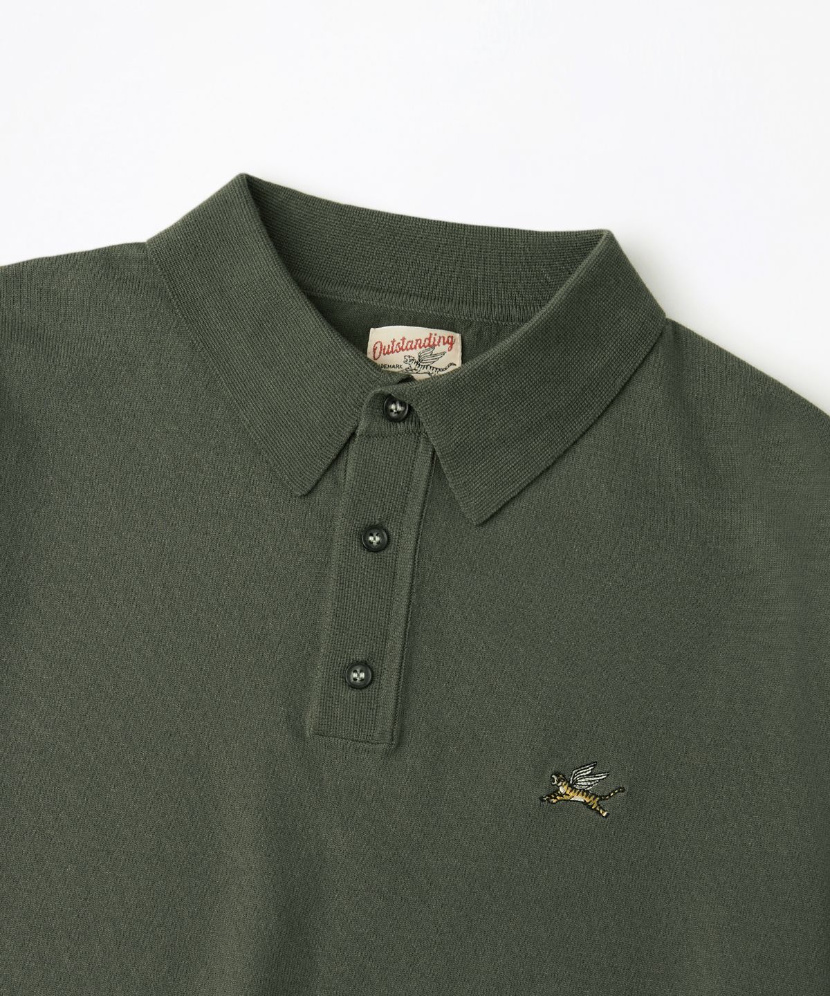 아웃스탠딩(OUTSTANDING) MIGHTY TIGER KNIT COLLAR SHIRT_OLIVE