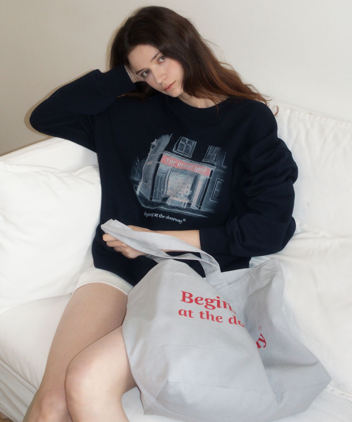리올그(REORG) BATD LOGO COTTON TOTE BAG GREY