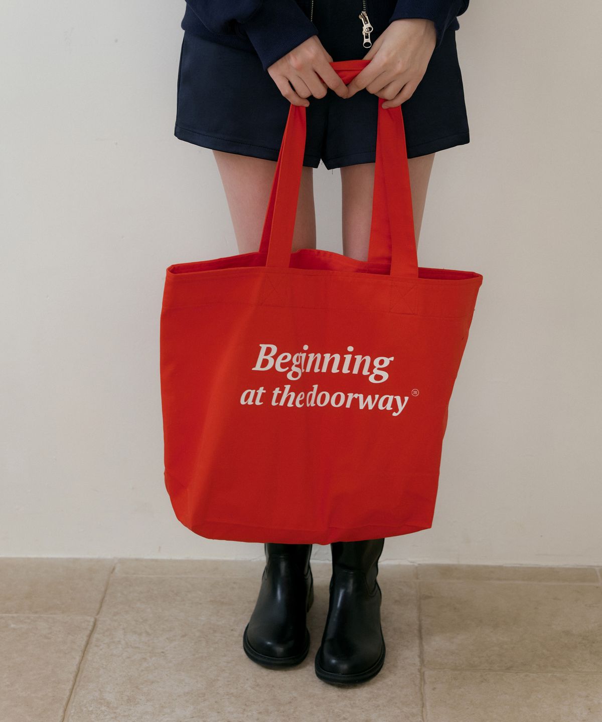 리올그(REORG) BATD LOGO COTTON TOTE BAG RED